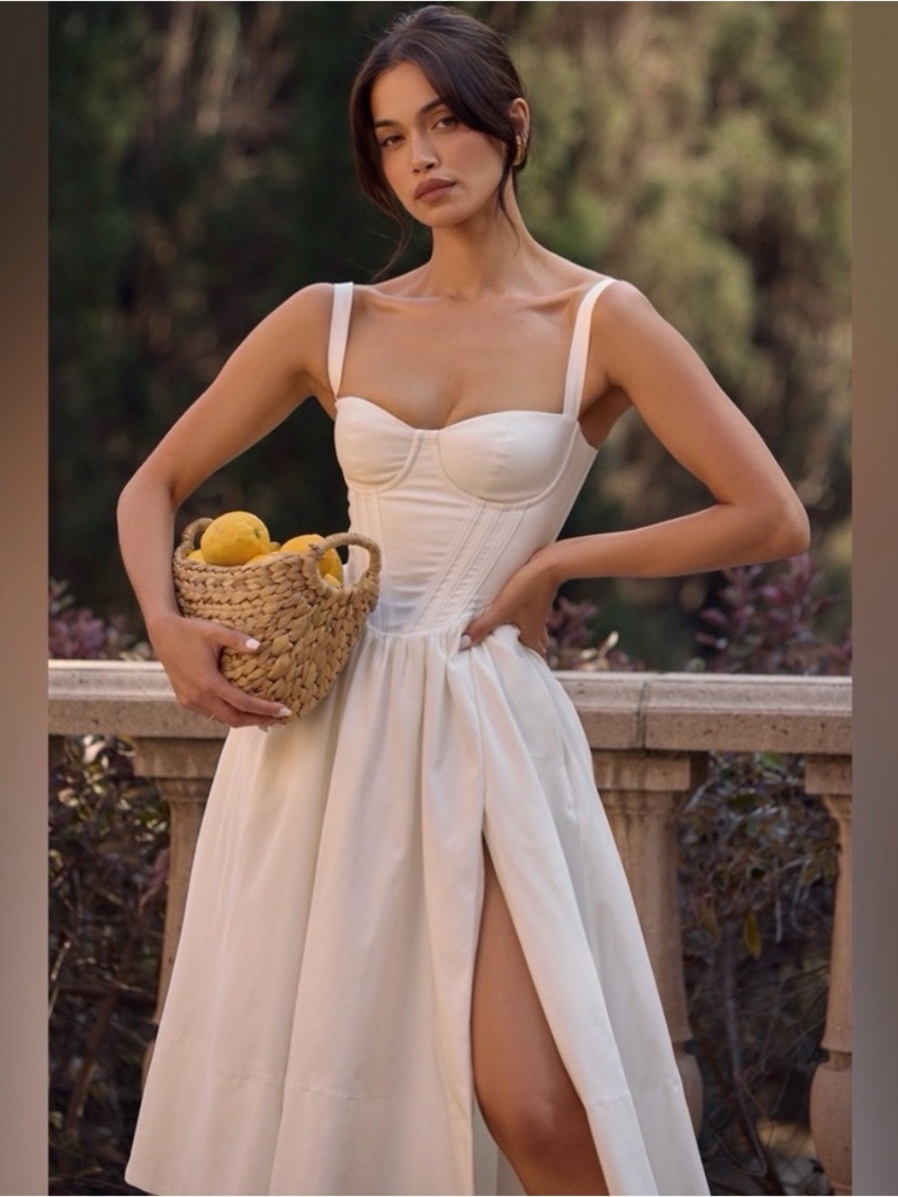 House of CB Kelly Ivory Corset Midi Dress with Thigh Slit
